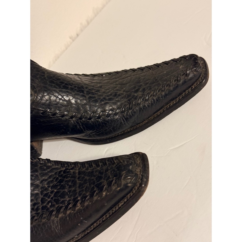 Mens Black Leather Western Cowboy Boots Snip Toe Whipstitch Mexico Size 8 - Picture 2 of 8